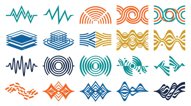 Abstract sound waves and frequency patterns.