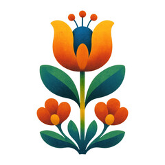 Fototapeta premium PNG Vibrant floral folk art illustration.
