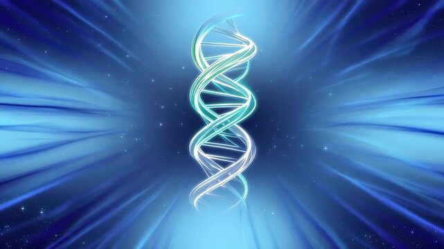 Abstract glowing dna double helix structure on a blue background 4k video