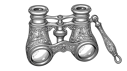 Antique Opera Glasses, Vintage Binoculars, Engraved, Victorian Style, Isolated © Sepeda