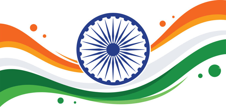 Vector indian flag design with ashoka chakra symbol