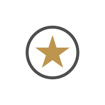 Five point star in round circle badge vector icon minimalist favorite premium rating logo