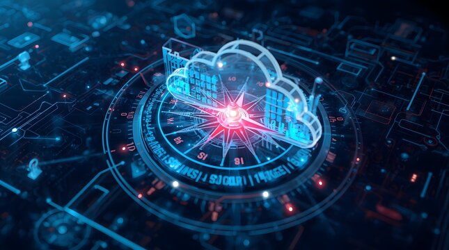 Futuristic Cloud Computing Technology with Digital Data Storage and Network.
