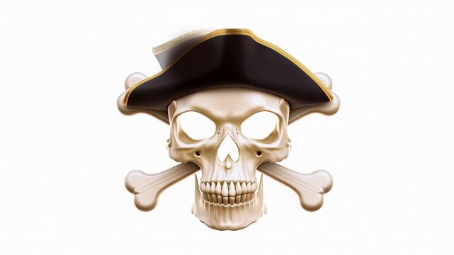 Colorful macaw parrot wearing a pirate hat transitions into a skull with crossbones, showcasing a whimsical blend of nature and pirate themes in a creative visual narrative