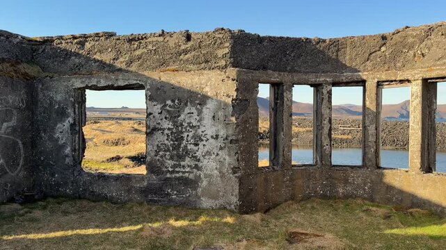 Remains Of A Thorshammar, &THORN;&oacute;rshamar House On The Hopsnes Peninsula Near Grindavik In Iceland. - wide shot
