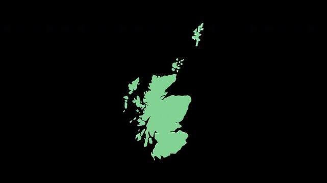 Scotland green 3D map spin perfect 10 second loop black background