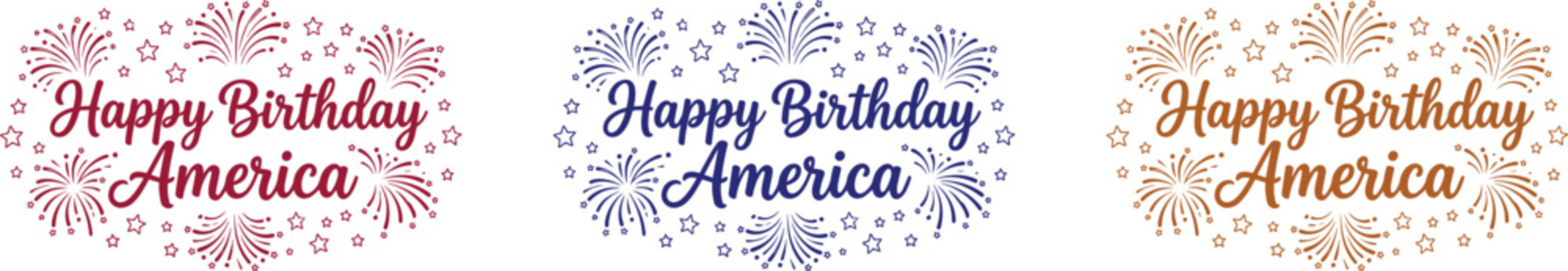 Patriotic happy birthday america fireworks logos