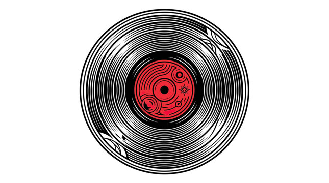 Vintage Vinyl Record Top View Illustration