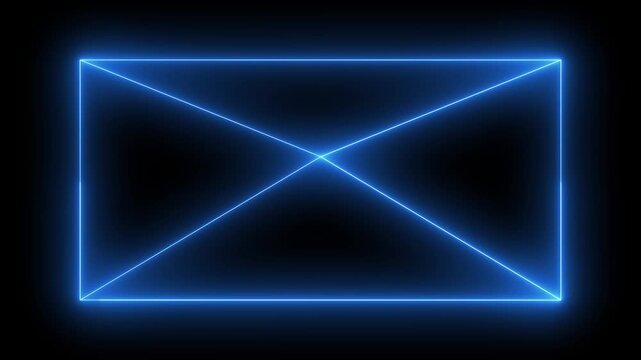 Blue neon message box animation icon glowing neon message box signs symbol animation 4k video