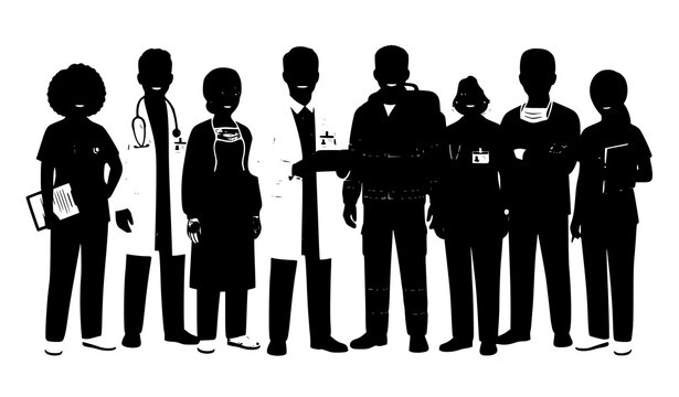 Healthcare workers vector illustration with doctors nurses and medical staff