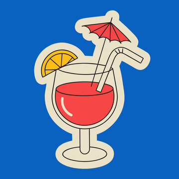 Tropical cocktail with umbrella and orange slice, vibrant and refreshing, perfect for summer vibes