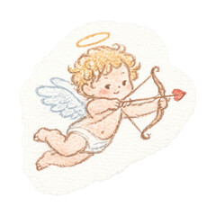 Fototapeta premium PNG Cute cherub with bow.