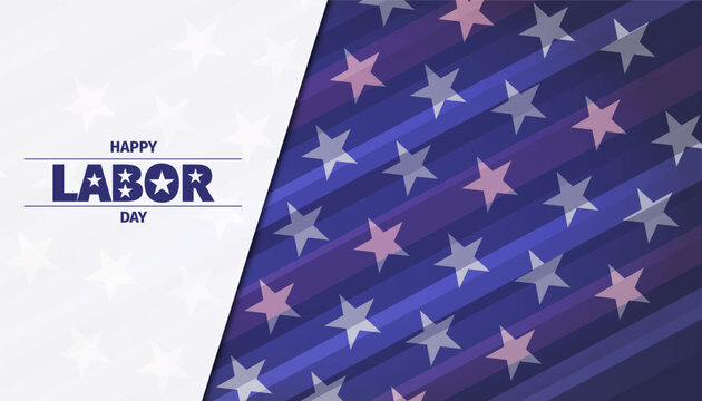A stars and stripes background mimicking the American Flag and the text "Happy Labor Day" on a white overlay