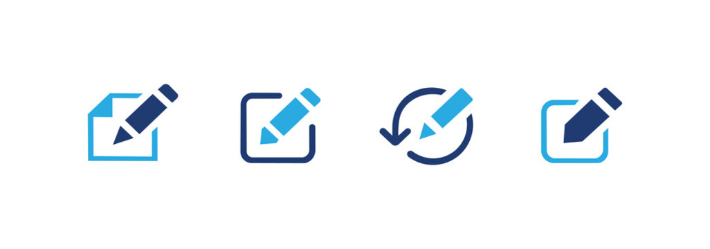 Editing tool icon set. Contains edit, revise, modify, and compose icons. Solid icon illustration pack.