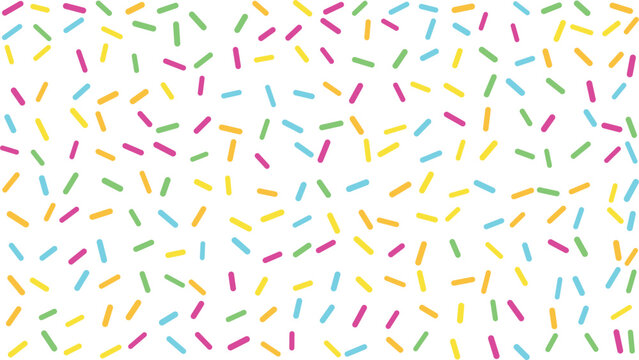 Colorful confetti sprinkles pattern on a white background ideal for party themes celebrations and festive design projects