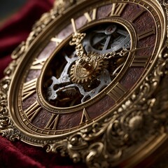 Obraz premium Luxury Antique Clock with Ornate Gold Roman Numeral Dial Ultra Detailed Vintage Timepiece