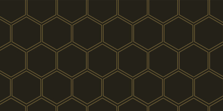 Hexagon technology black dan berwarna emas honeycomb abstract background.  Eps10