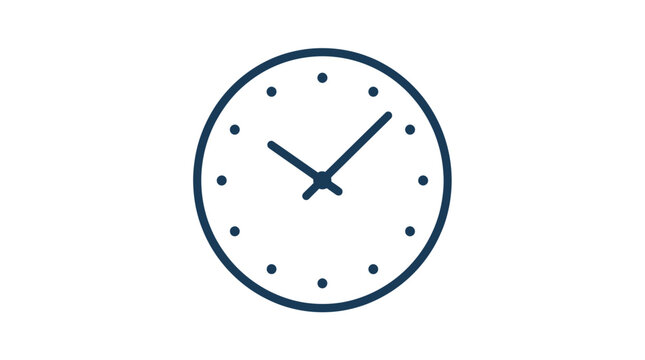Simple Clock Icon on White Background, Time Management Concept