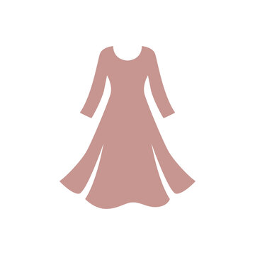 Long dress fashion icon vector, elegant women gown illustration, simple maxi dress clothing line art design