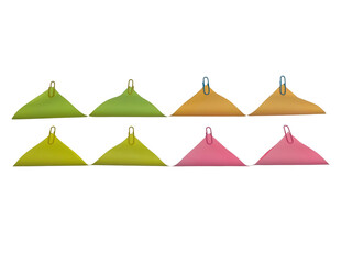 Fototapeta premium Five stylized triangular shapes in gradient pastel colors