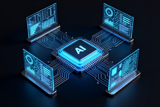 AI chip connected to digital displays