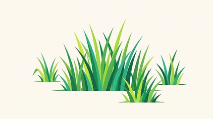 Naklejka premium Green Grass Tufts Vector Illustration
