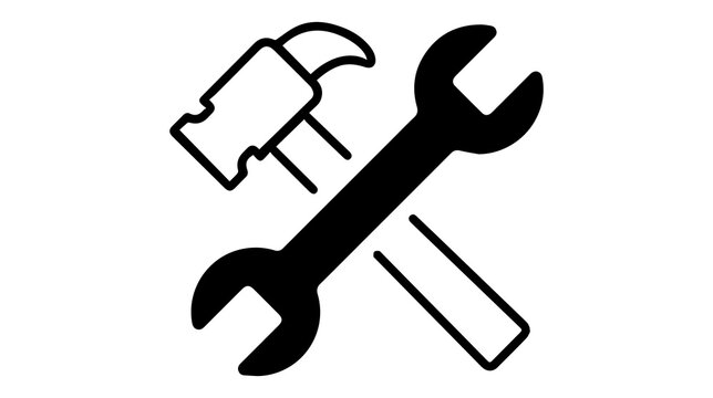Tools and repair icons set with hammer wrench screwdriver pliers simple black silhouette PNG symbols for maintenance service and construction design on png background.