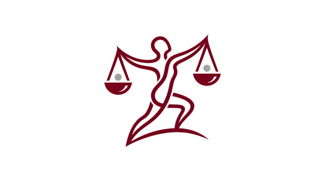 Abstract law justice scale human vector logo
