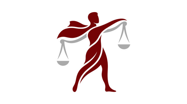 Modern justice scales human figure vector illustration logo