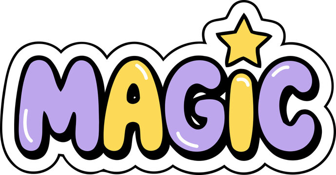 Magic typography illustration isolated on transparent background whimsical bubble lettering with star accent