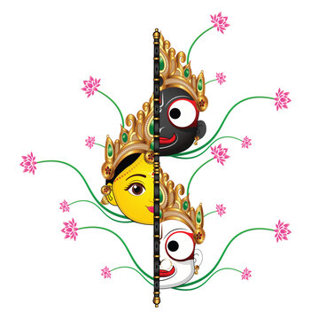 Lord Jagannath Balabhadra Subhadra Pattachitra Vector Face
