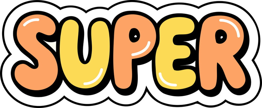 Super word in comic style isolated on transparent background