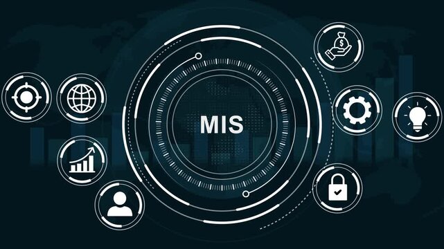 MIS concept for work evaluation with icon of performance, rating, evaluation, feedback, achievement, Motion Graphic concept. animation