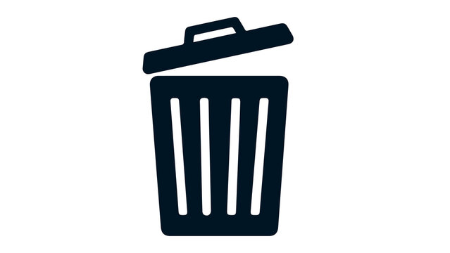 Minimalist dark blue trash can icon for deleting files or managing digital waste with computer interface graphics management cleaning software application minimalist trashcan environment