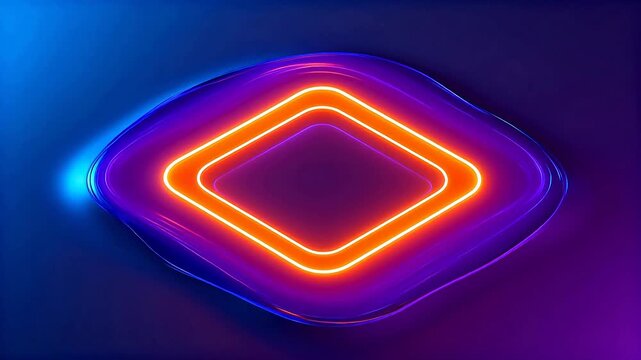 Neon glowing geometric concentric shapes