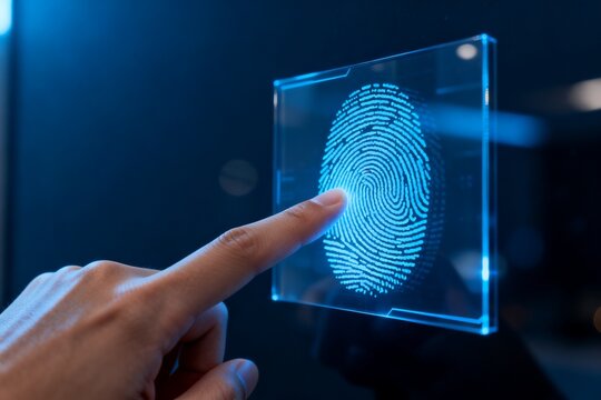 Finger touching digital fingerprint scanner