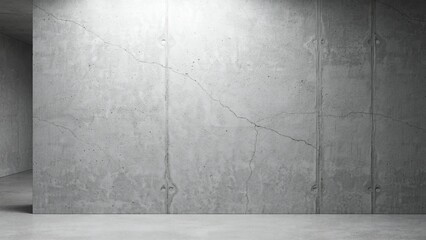 Fototapeta premium Textured concrete wall with cracks and smooth floor in minimalist interior full hd 4k stock image download