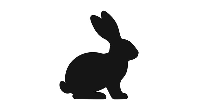 Full body sitting rabbit silhouette facing right