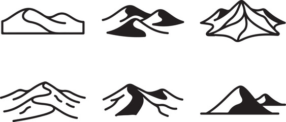 Fototapeta premium Minimalist mountain silhouette illustrations in black and white Vector