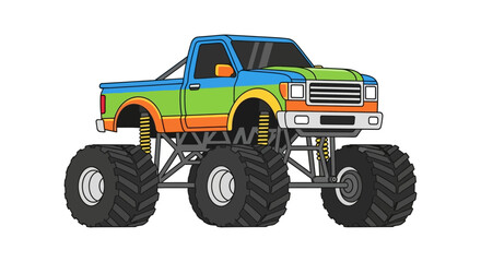 Cartoon Monster Truck Illustration With Bold Colors Vector Silhouette © hasib