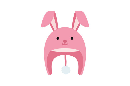 Pink Bunny Winter Hat Vector for Kids