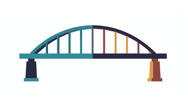 Stylized Modern Bridge Illustration with Architectural Elements