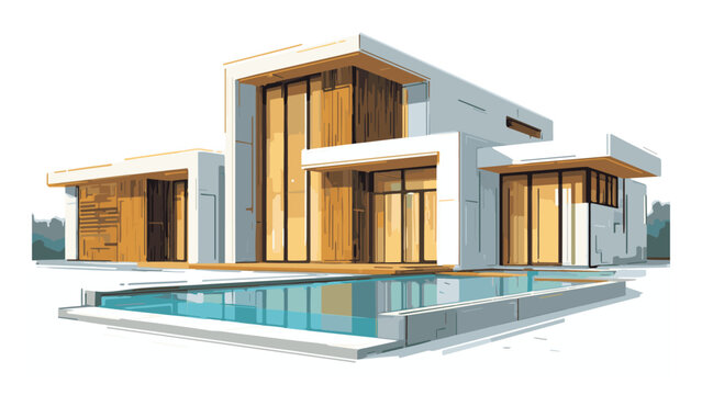 Modern contemporary house with swimming pool and minimalist design