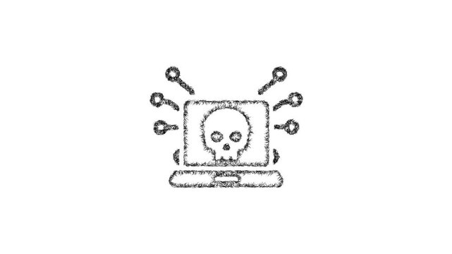 Sketch cyber attack icon animation - smooth progressive reveal