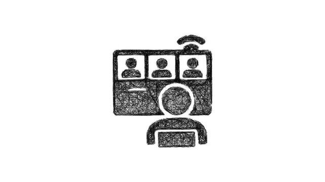Sketch remote meeting icon animation - smooth progressive reveal
