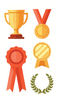 Medals and Trophy Award Icons for Achievement and Recognition