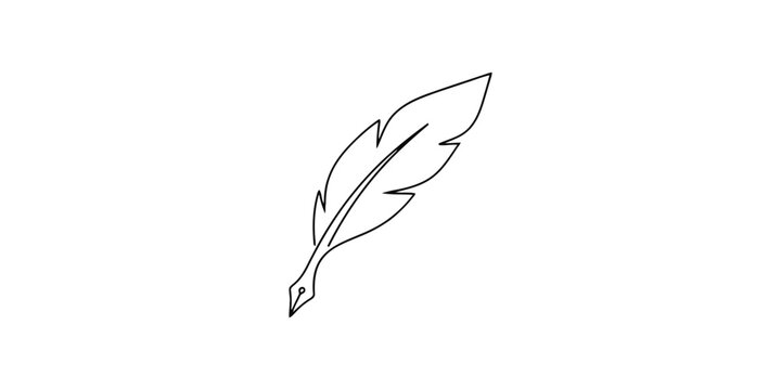 Simple hand drawn quill pen icon isolated on a plain background for writing and literature concepts