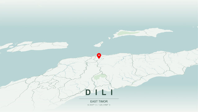 Modern minimalist vector map of Dili, Timor-Leste. High-quality scalable illustration of Dili downtown historic Motael city grid for posters design.