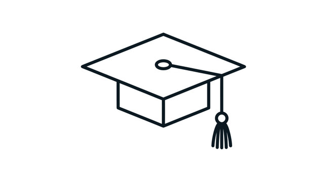 Academic graduation cap mortarboard line icon.
