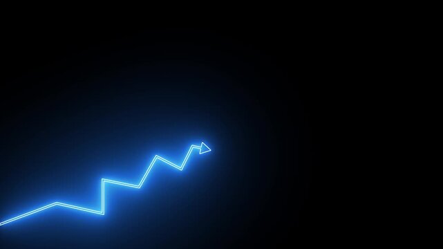 Animated Cyberpunk Blue Neon Zigzag Arrow Moving Upwards Loop